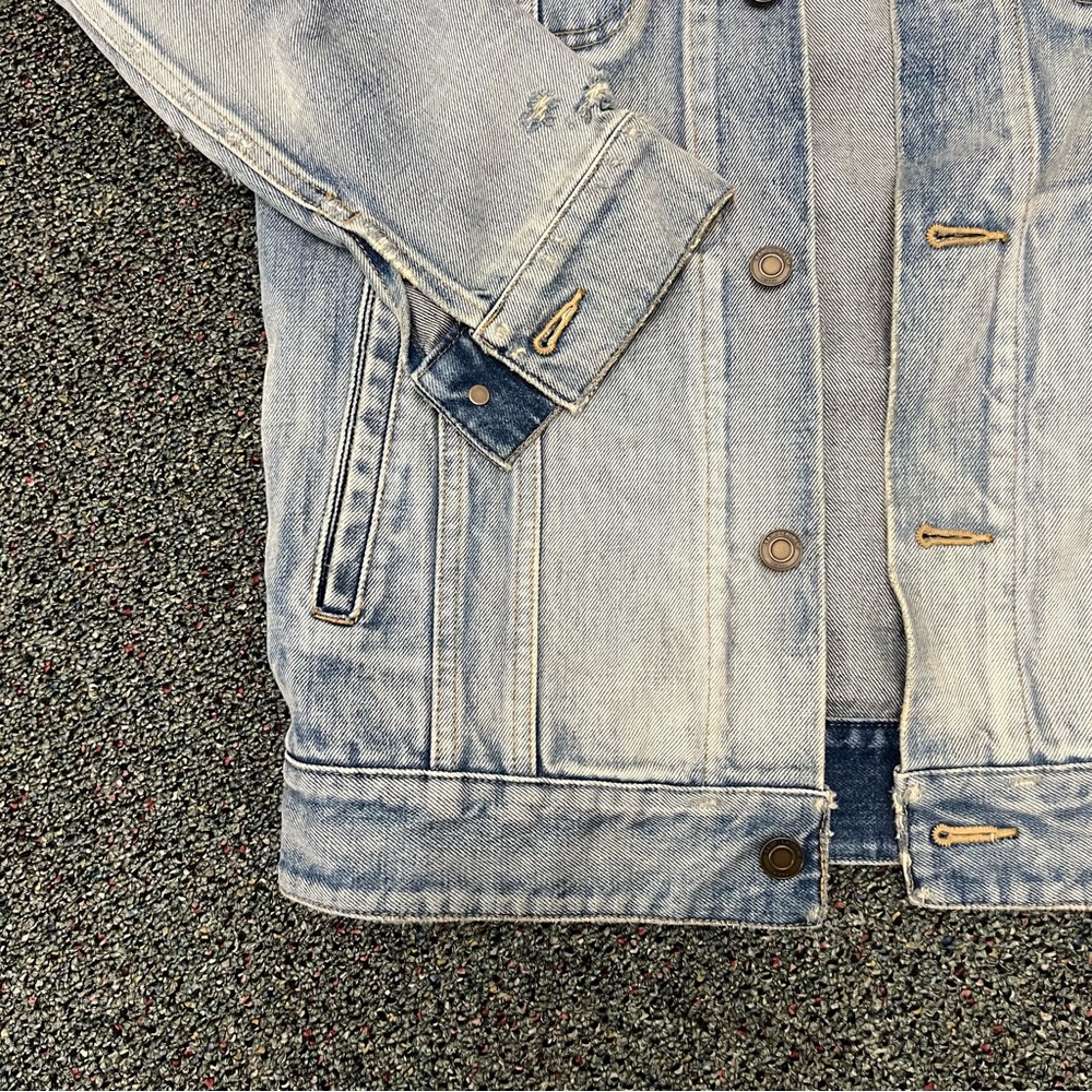 SAINT LAURENT Boyfriend Denim Blue Jean Jacket OversizenDistressed Light Wash XS - Picture 6 of 16
